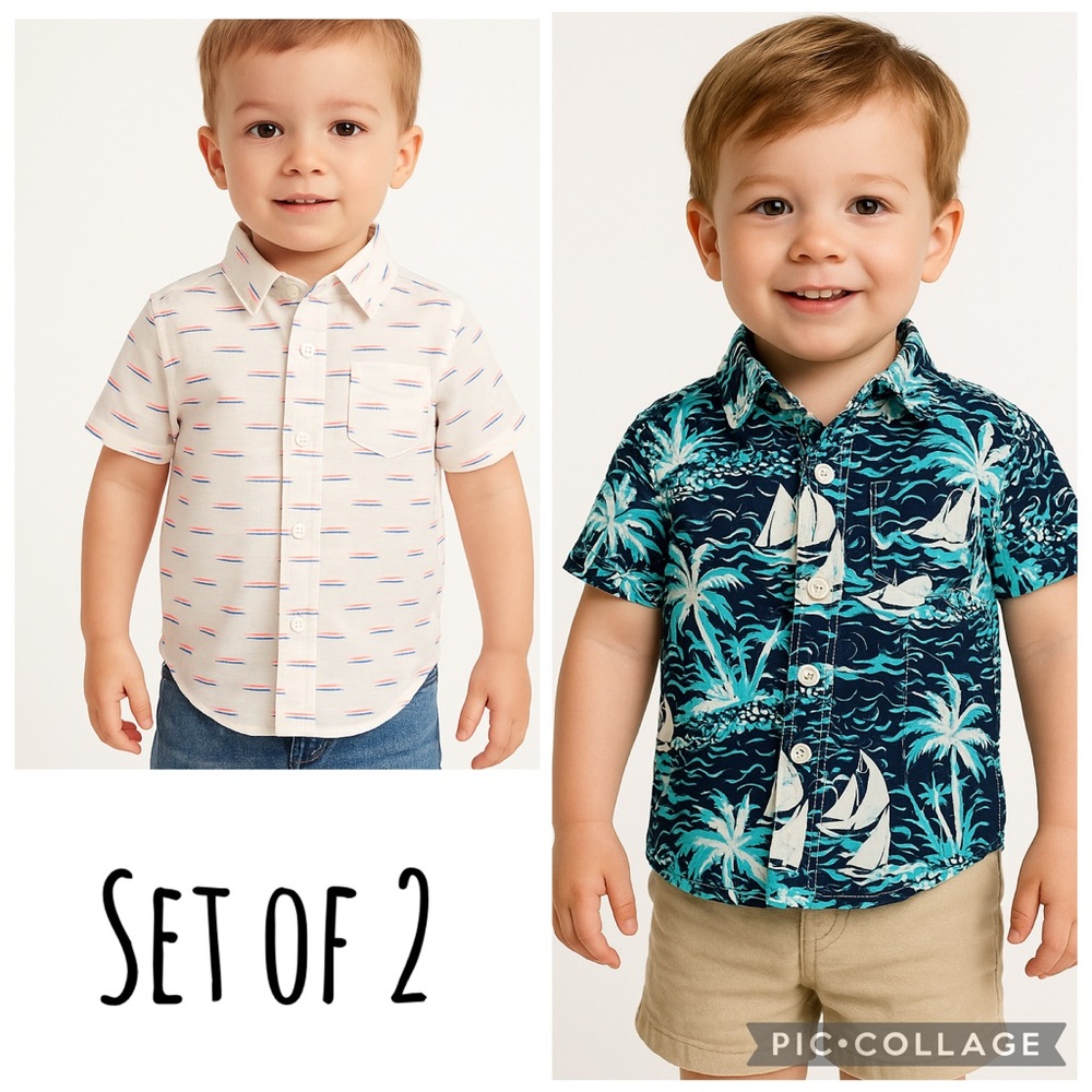Crewcuts Boys Short Sleeve Button Down Set Of 2